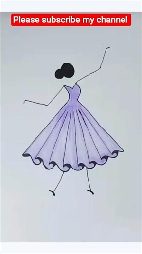 Easy Beautiful Dress Drawing 👗 | Simple Girl Sketch Tutorial #Shorts#youtubeshorts #viral