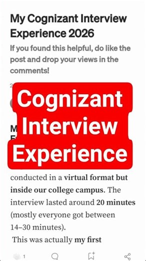 Cognizant Interview Experience 2026 ||