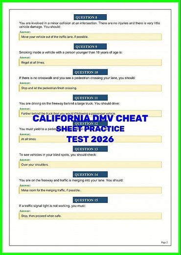 CALIFORNIA DMV CHEAT SHEET PRACTICE TEST 2026 video