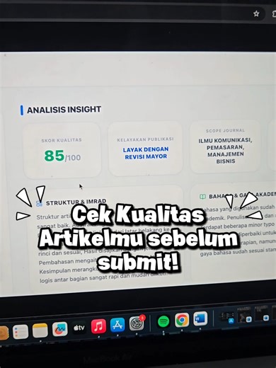 Rahasia Artikel Cepat Accepted! 🚀 Udah tahu belum kalau sekarang ada cara praktis buat nge-review artikel sendiri sebelum dikirim ke reviewer? Kenalin nih, Riviera AI. Fitur andalannya yang wajib kamu coba: Insight Nilai Kualitas: Ukur potensi artikelmu di level nasional atau internasional. Cek Scope Jurnal: Biar nggak salah alamat! Analisis Kejenuhan Topik: Cari tahu apakah pembahasanmu masih fresh atau sudah terlalu umum. Saran Perbaikan: AI-nya kasih tahu bagian mana yang perlu kamu poles la