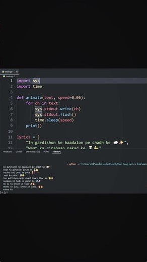 "🎵🔥 Motivational Song Lyrics Typing Effect using Python 💻✨ " #codewithme #pythonprogramming