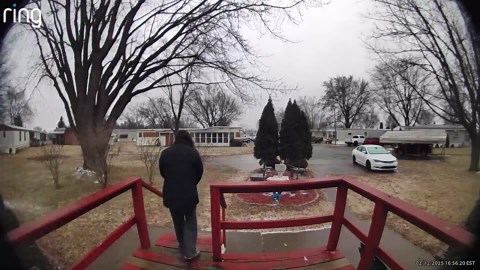 Woman Slides Down Icy Steps