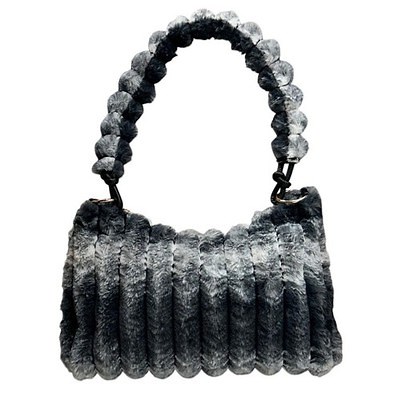 Y2K Blue-Gray Faux Fur Shoulder Bag Plush Ribbed Textured Soft Purse Unbranded | eBay