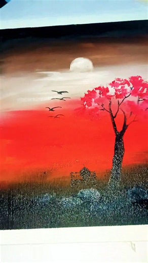 #art #orange morning#viral shorts#landscapepainting #nature painting