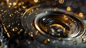 The intricate and delicate inner workings of a cameras shutter button captured in extreme closeup.