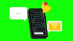 Download New message icon on mobile screen with notification animation 4k green screen background for free