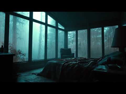 Rain on Window in a Forest Bedroom - Relaxing Nature Ambience for Deep Sleep and Studying