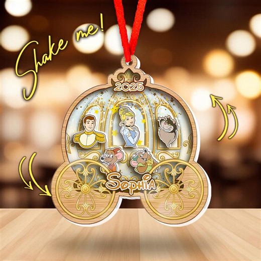 Custom Cinderella Christmas Shaker Ornament,custom Magic Shoe Princess and the Prince Theme Xmas Decor, Cinderella Christmas Keepsake SL2G10 - Etsy UK