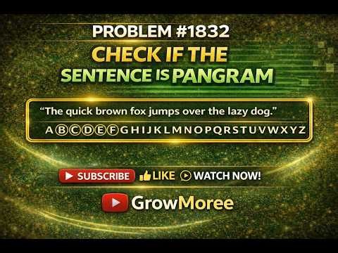 👉 LeetCode 1832 | Check if Sentence is Pangram | Easy Hindi Explanation 🔥