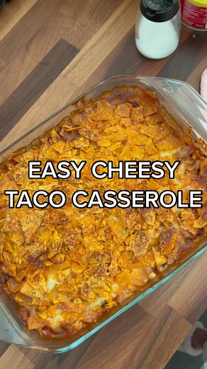 Today we’re making an Easy Cheesy Taco Casserole! Made with simple ingredients that the whole family will love! Ingredients: 1 LB Ground Beef, 1 Large Sweet Onion (Quartered), 1 Packet Taco Seasoning, 1 Jar Cheese Sauce, 1 Jar Chunky Salsa, 1 Pack Uncle Ben’s Mexican Style Rice, 1 Can Black Beans w/The Juice, 1 Can Corn w/The Juice, 1-2 C. Taco Cheese, 1/2 Bag Crunched Doritos. Bake covered for 45 min at 375F. Bake uncovered for 15 min at 375F. #casserole #recipe #recipes #easyrecipe #easydinner