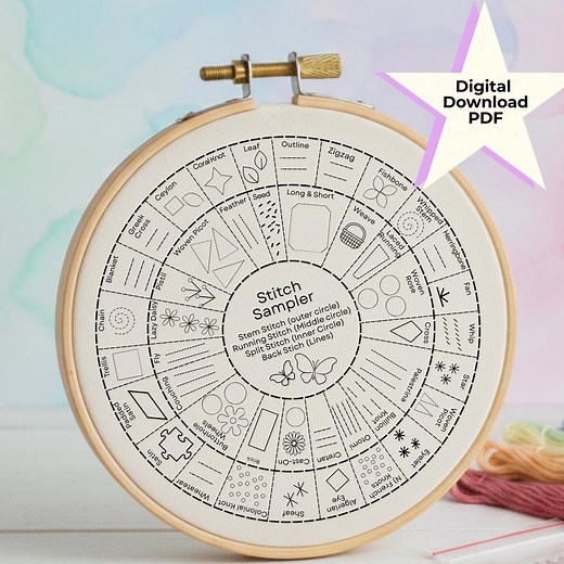 Stitch Sampler Embroidery Wheel Digital File - Etsy