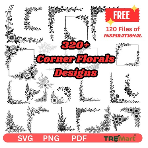 Floral Corner Svg Bundle, Flower Corner Svg, Corner Border Svg, Decorative Frame Svg, Wedding Border Svg, Baroque Corner Design,digital File - Etsy