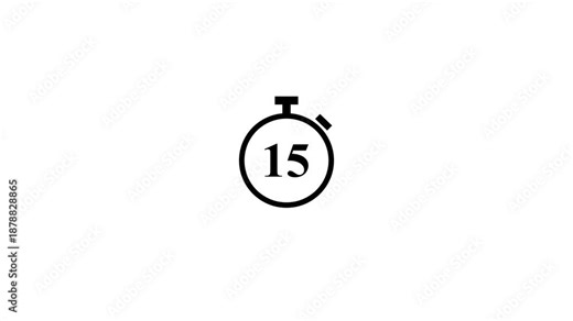 Countdown timer icon animation with numeric clock display. Stopwatch and ticking time symbol for seconds minutes and hours. Time countdown notification icon for digital device interface.