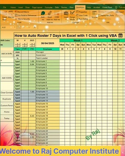 Auto Create 7-Day Roster in Excel using VBA 📅⚡Excel VBA #excel #vlookup #exceltips #dataanlysis