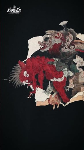 🎥【UNPACKING】室町時代「妖怪が絵巻を破り出る」浮世絵風プリントコットンTee