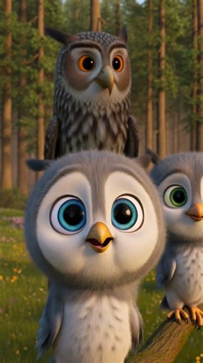 Owl Teaches His Babies To Fly #shortvideo #animation #shorts