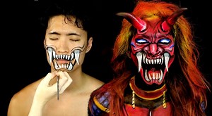 352K views · 365 reactions | Another crazy Halloween makeup idea for you! Oni are demonic/devilish creatures of Japanese folklore—which means I've done two demons back to back  | Jo Steel | Facebook
