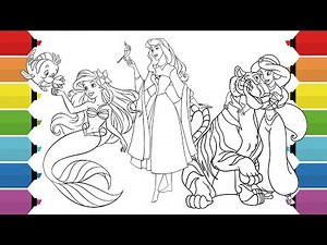 Coloring Disney Princess Coloring Pages | Ariel, Jasmine & Aurora