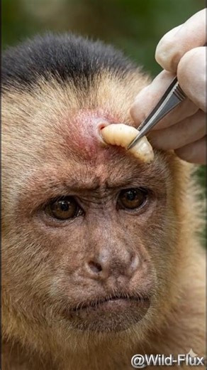 GIANT BOTFLY LARVA Pulled from Monkey’s Head! 🐒😱 猴子 | बंदर का इलाज