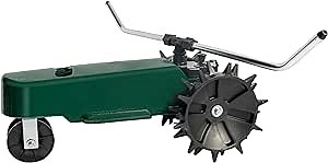 Hourleey Traveling Sprinkler, Heavy Duty Metal Variable Speed Control with Adjustable Arms Sprinkler, 360 Degree Automatic Rotary Sprinkler for Lawn Yard Garden