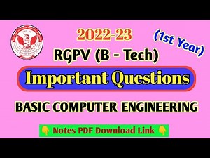 basic computer engineering 1st year rgpv || bce 1st year rgpv important questions || @oml360