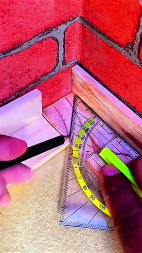 Marking precise angle on wood with yellow protractor