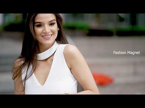 Model with sheer dress during the photoshoot in slow motion