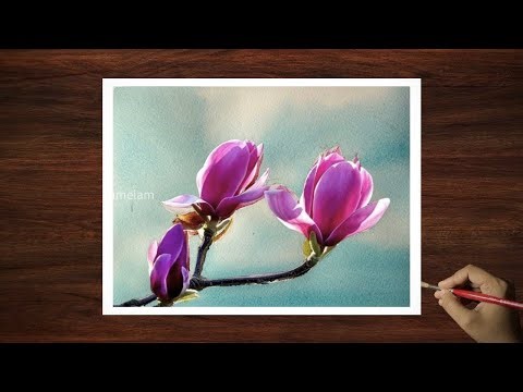 Watercolor Magnolia Painting | Spring Watercolor
