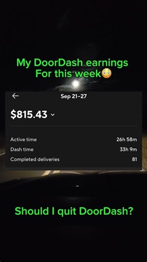 Here are my earnings for DoorDash this week!😳