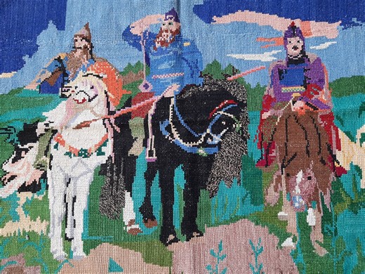 Three Heroes / Riders on Horseback on Vintage Ukrainian Embroidery - Cross Stitch Tapestry Gobelin - Etsy
