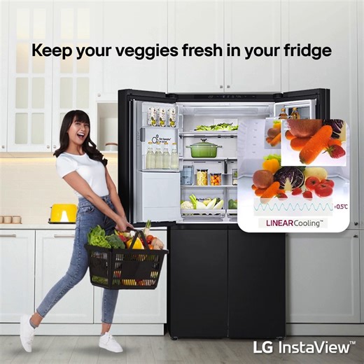 Understanding the importance of a healthy diet, the LG French Door Refrigerator with LinearCooling and DoorCooling is designed to help keep your food fresh and maintain the temperature for your fruits and veggies Shop now: https://www.lg.com/ph/refrigerator/multi-door/rvf-x208mc/ #LifesGood | LG Global