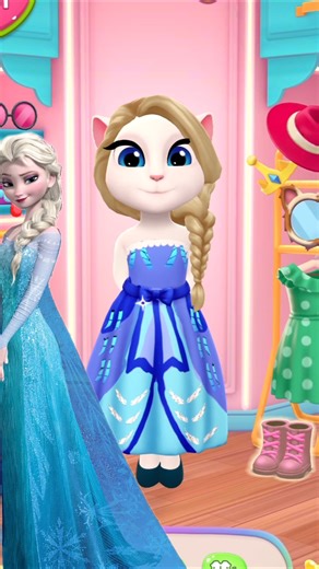 Frozen Elsa cosplay in my talking Angela2 #mytalkingangela2#frozen#elsa#shorts#trending#viral#barbie