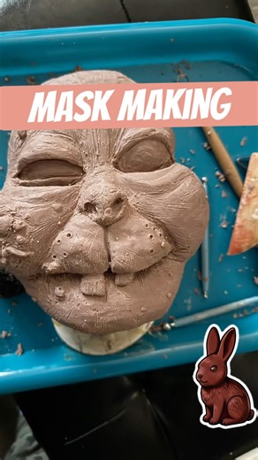 Sculpting a creepy bunny mask. #horrorshorts #art #sfxmakeup #maskmaking #hauntedhouse