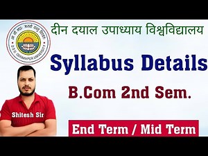 B.Com 2nd Semester | Syllabus | ddu | Syllabus details | Chapter details | Book details.