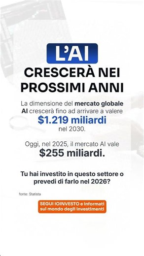 1.219 miliardi di dollari il valore previsto del settore AI nel 2030. 🤑 Hai già investito nell’AI?