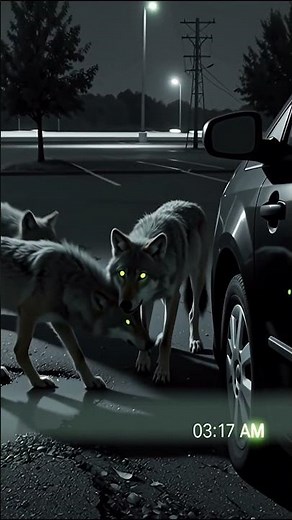🐺 Wolves Stalking a Parking Lot #predators #wolfpack