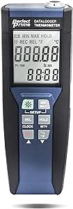 PerfectPrime TC0376, High Precision Platinum RTD Thermometer Datalogger with Probe, RS-232/USB Interface