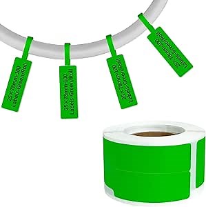 100 Pcs Cable Labels - Waterproof Wire Cord Label, Tear Resistant Wire Labels, Self Adhesive Cord Organizing Label, for Cable Management, Compatible with PUQU AQ20 Label Makers(Green) 25x78mm