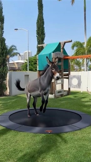 Donkey Jumping on Trampoline Caught on CCTV!"