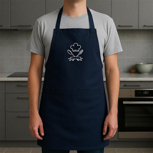 Custom Embroidered Chef Apron, Personalized Cooking Pockets, Unisex Logo Bib Apron - Etsy