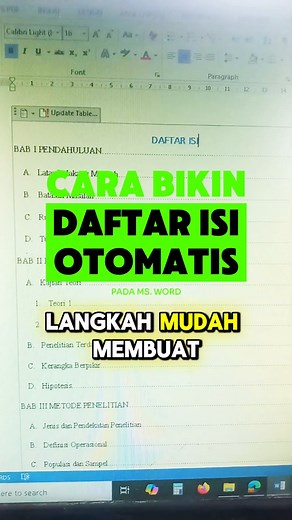 Cara membuat daftar isi secara otomatis pada Ms Word #tutorial #tutorials #modulmsword #tutorialmsword #tutorialkomputerpemula #mswordtutorial #msword