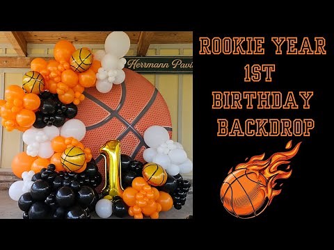 Basketball-Themed 1st Birthday Party | Rookie Year Balloon Garland Tutorial #balloons #diy