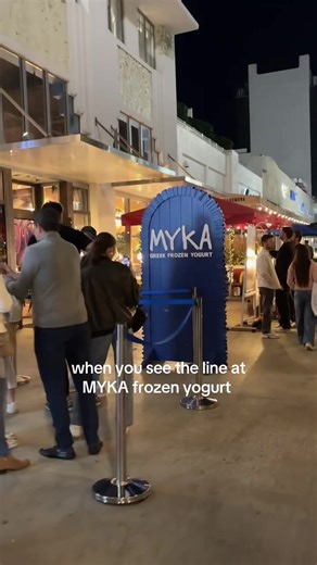 Waiting in Line for MYKA Frozen Yogurt in Miami