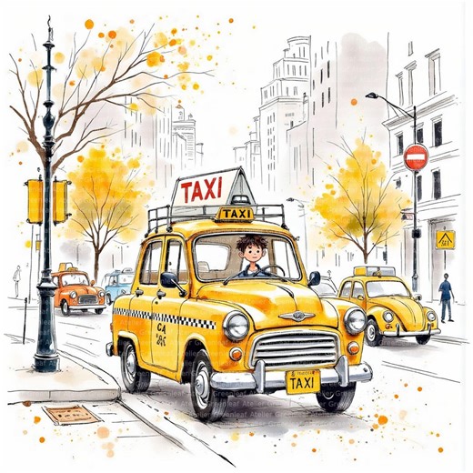 13 Doodle NYC Taxi Clipart | Wunderliche Aquarell Cabs-Fahrer-Passagiere-Digital-Download - Etsy Österreich