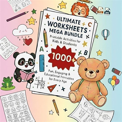Kindergarten First Grade Learning Workbook | 1,000  Math & Reading Activities | Printable Digital Bundle - Etsy