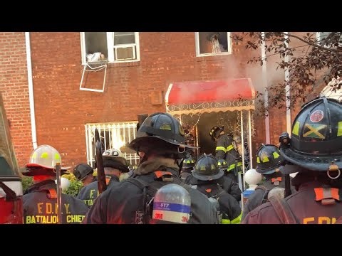 FDNY units operating at a 10-75 for a fire in the basement of a private dwelling.