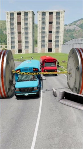 School Buses & Cars VS Hydraulic Chained Crush #869 #beamngdrive #crashdrive #short