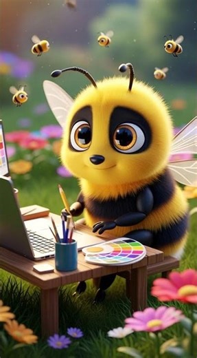 Cute Bee Using Computer 🐝💻 | Relaxing ASMR Typing & Nature Sounds | AI Fantasy Video