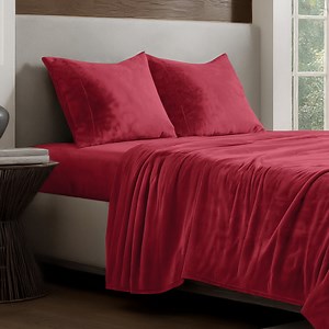 Bare Home Microplush Fleece Sheet Set - Ultra Soft - Deep Pocket - Twin, Red
