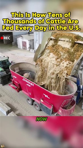 This Is How Tens of Thousands of Cattle Are Fed Every Day in the U.S. #beeffeedlot #cattlefeeding #industrialfarming #modernagriculture #farmmachines